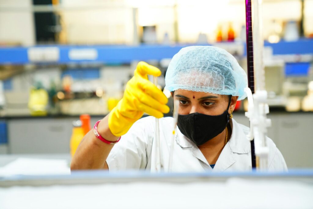 a man in a white lab coat